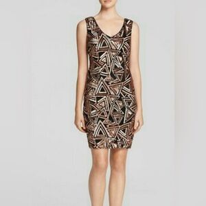 NWOT Lucy Paris Black and Gold Sequin Sleeveless Mini Dress Women Size Small